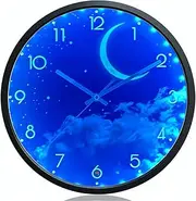 OCEST 12 Inch Night Light Wall Clock for Bedroom, Silent Battery-Operated Wall Clock Glow in The Dark for Living Room/Kitchen, Large Digital Display Kids Birthday Present-Moon