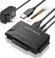 LUIRSAY IDE/SATA to USB 3.0 Hard Drive Adapter External for 2.5/3.5 Inch IDE SATA HDD Hard Drive Adapter for Windows 10/8/7/XP/Vista, Mac OS, Linux etc. with SATA Cable, USB Cable, 12 V/2 Power Supply