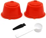 Reusable fit for Nescafe Dolce Gusto Coffee Capsule Filter Cup Refillable Caps Spoon Brush Filter Baskets Pod Soft Taste Sweet,2pcs - orange