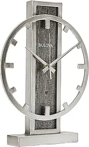 [Bulova] B1864 Streak Tabletop Clock, Aged Silver-Tone 2.63 x 12 x 16