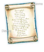 What is love - Corinthians 13:4-7 bible verse - A4 Laminated Poster scroll