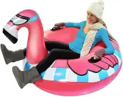 Inner Tube Winter Snow Sled Funny Flamingo For Kids and Adults Inflate Toboggan