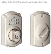Schlage BE365 CAM 619 Camelot Keypad Deadbolt, Satin Nickel