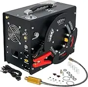 TUXING 4500Psi Pcp Air Compressor,Built-in Converter/Water-Oil Filter,Unique Vertical+Wire Spool Portable Design for Pcp Air Rifle Scuba Tank