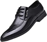 [ZSZJSM] Leather Shoes for Men Men's Black Leather Dress Shoes Plus Size Formal Wedding Business Footwear