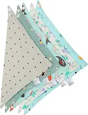 ORFOFE 5pcs Double Bibs Absorbent Dribble Bibs for Teething Eating Boy Girl Feeding Accessories Random Styles for Newborns
