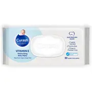 80 Pack Curash Vitamin E Baby Wipes - Ideal for Newborns - Ligthly Scented - pH Balanced - Kind to Skin - Soap Alcohol Paraben & Irritant Free - Wet Wipes - Baby Essentials