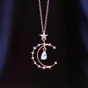 925 Sterling Silver Crescent Necklace XL0484 - Rose Gold - One Size