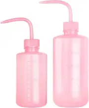 250Ml+500Ml Plastic Safety Wash Bottle, Pinkish Lab Squeeze Bottle with Narrow M