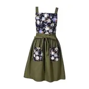 Vintage Pinafore Apron Dress for Women with Pockets Cute Floral Chef Aprons