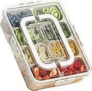 Food Platters With Lids Food tray 8 Compartments Divided Tray - Snackle Box Charcuterie Container | Divided Serving Tray with Lid and Handle | Portable Snack Platters Kitchen Snack Organizer for Fruit