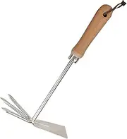 yuksok Hoe and Cultivator,Soil Tiller Cultivator,Stainless Steel,Fork Hand Hoe Weeder Rake Weed Tool for Cultivating Digging