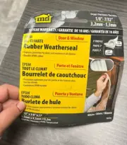 EPDM White door/window rubber weather seal - all climate - 7/32in X 3/8in X 17in