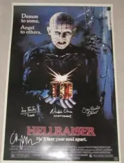 HELLRAISER Hand Signed x 4 Clive Barker Doug Bradley Fullsize Poster