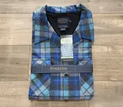 Pendleton Plaid Flannel Board Shirt Mens XLT Shadow Umbre Blue Wool Loop Collar
