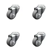 3 Inch SS Thermoplastic Rubber Wheel Swivel Bolt Hole Caster Set Service Caster