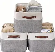 [3-Pack] Large Nursery Storage Baskets,H HOME-MART Foldable Storage Basket Storage Open Basket Bin Set (Small-3 Pack-31*21*16cm)
