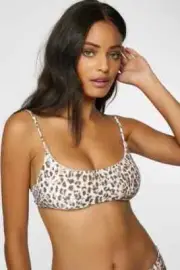 O'Neill Women's Multicolor Leopard Print Surfside Bralette Bikini Top Size Small