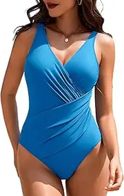 [AI'MAGE] Women One Piece Swimsuit 2025 Tummy Control Ruched Bathing Suit Slimming Push Up Swimwear