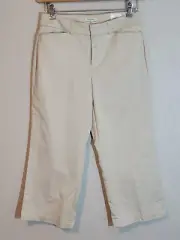 dockers metro capri dress pants womens 6 ideal fit straight stretch flat beige