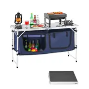 VEVOR Camping Kitchen Table Folding Portable Cook Station 3 Adjustable Heights