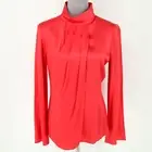 Armani Collezioni Top Womens 8 Pink Silk Satin Pleated Mock Neck Zip Blouse New