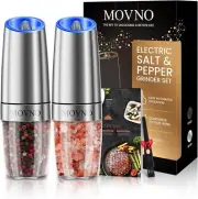 2Pcs Gravity Electric Salt and Pepper Grinder Set, Battery B.Silver 2p