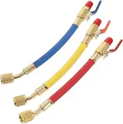 DONFAMDS 3pcs Hose Valve Multi-Color Charging Hose Red Yellow Valves Flexible Tubing for Air Conditioning Manifold Gauge Refrigeration Accessories
