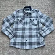 Barbour Cannich Check Overshirt Flannel Mens Large Gray Stone 100% Cotton NWT