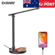 BOBWAY LED Table Lamp Study Reading Desk Light Wireless Charger Timer Eye-Care