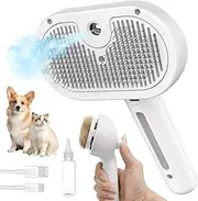 HeroKitty Spray Cat Brush for Shedding, Cats Brush Remove Static Flying Hair Self Cleaning Dogs Brush for Long and Short Hair Pets Grooming Brush Remove Tangled Loose Hair Reduce Shedding (White)