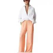 J Crew Stratus pant in textured satin Medium Tall Blushed Peach