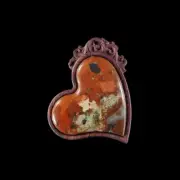 Carved WOOD FRAMED Flame Jasper Bead HA304026