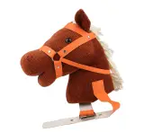 Simulation Cotton Horse 'S Head With Tie Animal Clip-Clop Sound Home Gift Toy Children Brown