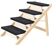 Qianly Wooden Pet Stair Dog Ramp Stable Creative Portable with Step Foldable Dog Stair for Cars Couch for Small Medium Large Dogs, 4 Steps