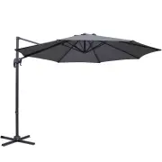 3m Outdoor Umbrella Cantilever 360 Degree Tilt Beach Roma Charcoal
