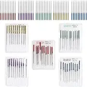 Respicefinem 50Pcs Machine Needle Color Shank AntiJumping Thread Point Alloy Sewing Needle Replacement Suitable for Most Household Sewing Machines to Wear and Not Easy to Deform