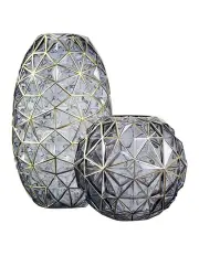 [SOGA] Diamond Cut Glass Flower Vase Round Jar in Assorted