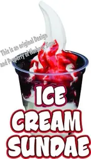 Ice Cream Sundae Decal 14" Concession Truck Cart Food Truck Vinyl Menu Sticker
