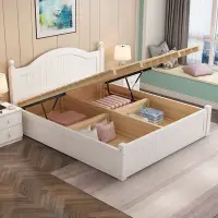 在飛比找蝦皮購物優惠-高箱床現代簡約儲物床實木床氣壓床單人床小戶型收納雙人床箱體床