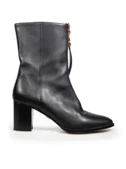 Black Leather Front Zip Boots