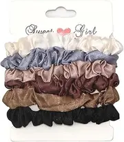 QISANKEE 6 Pieces Silk Scrunchies for Women Satin Hair Scrunchies, Ouchless Womens Hair Ties Suitable for All Hair Types Pain-Free Hair Accessories for Long Lasting Braids, Ponytails and More