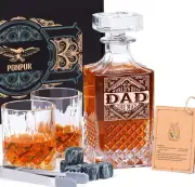 Gifts for Men Dad, Whiskey Decanter Set with 2 Glasses, Unique Cool Dad Birthday