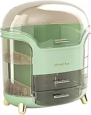 AIMALL Light Luxury Cosmetic Storage Box – Large Capacity Glass Makeup Organizer with Dust-Proof ABS Lid, Stylish Jewelry and Skincare Rack for Desktop