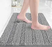 Bathroom Rug Mat, Extra Thick and Super Absorbent Bath 24" x 17" Light Grey