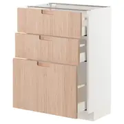 METOD / MAXIMERA base cabinet with 3 drawers, white/Fröjered light bamboo, 60x37x80 cm