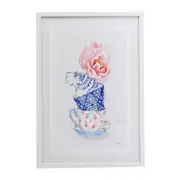 Framed 35x50cm Glass/Resin Print Teatime 1 Hanging Wall Art Home Decor Display