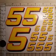 Yellow w/Red & Black #5's Racing Numbers Vinyl Decal Sheet 1/10-1/12