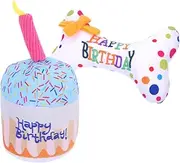 FONDOTIN Fun Cat Birthday Party Supplies 2 Pack Plush Squeaky Cat Toys Kitten Chewing Toys Pet Supplies