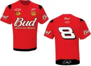 CHECKERED FLAG SPORTS DALE EARNHARDT JR #8 BUDWEISER UNIFORM POLYESTER TEE SHIRT